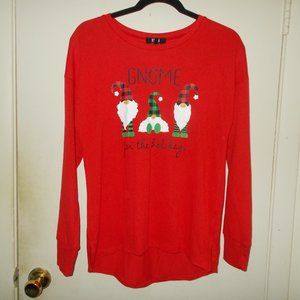 Christmas Gnome Long Sleeve Top Red Size Small